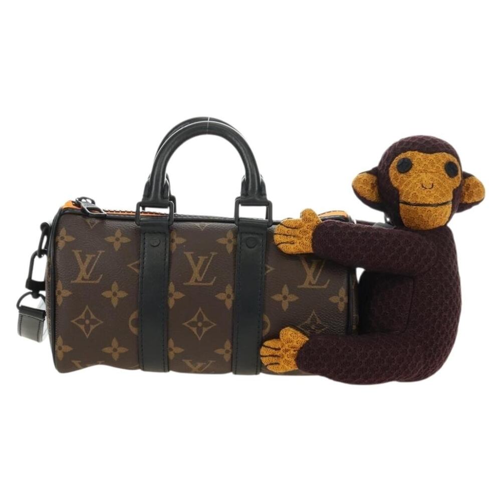 Louis Vuitton Keepall Boston Bag Brown Coated Canvas